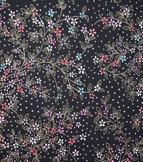 Metallic Floral on Black Premium Cotton Fabric by Joann 